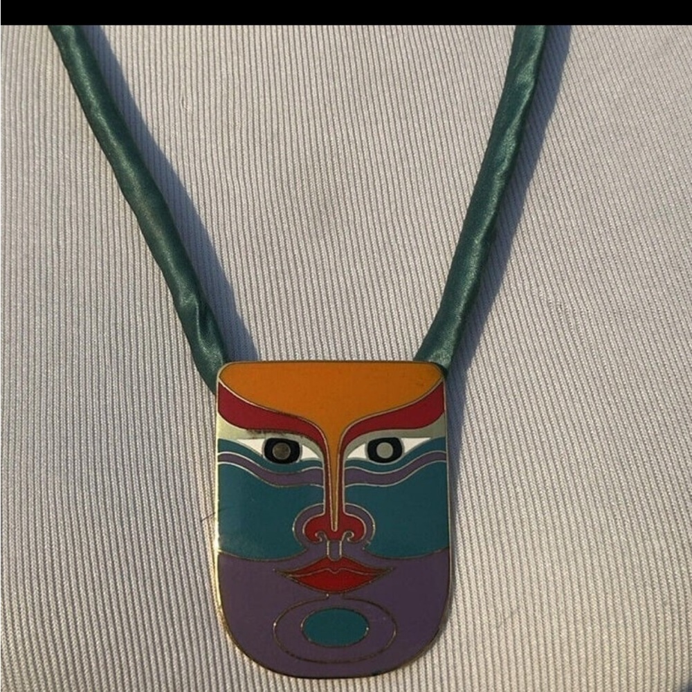 Vintage Laurel Burch Enamel Pendant 1980s Signed